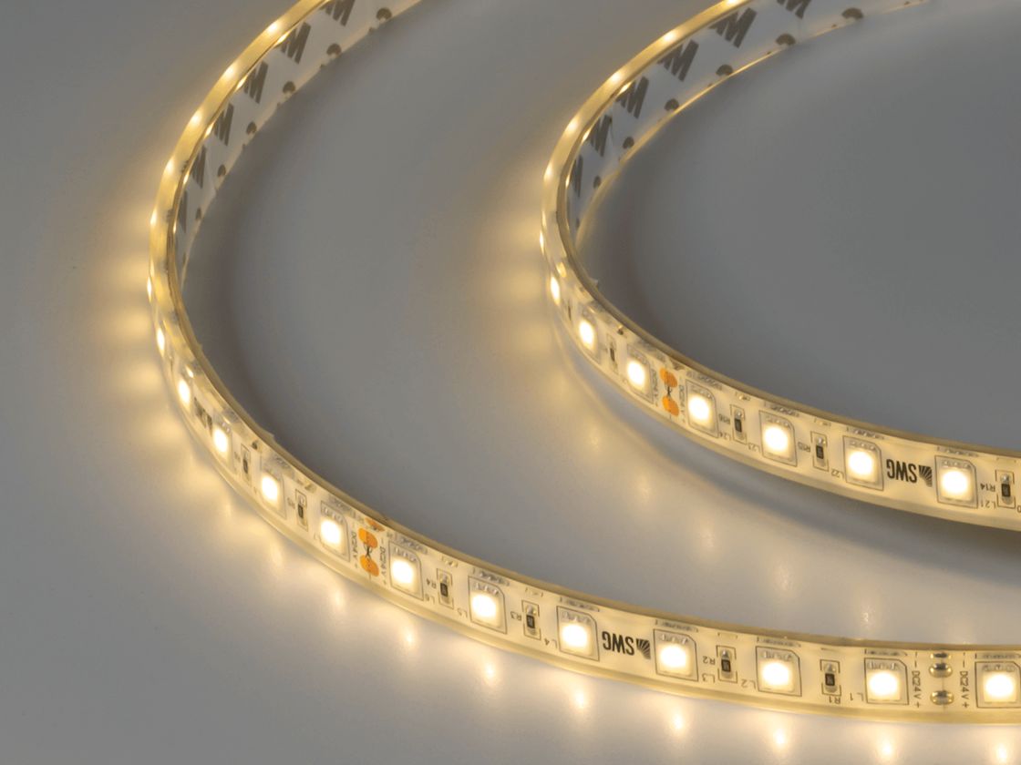 Жарықдиодты таспа 5050, 60 LED/м, 14,4 Вт/м, 24В, IP68, Түсі: Жылы ақ, SWG560-24-14.4-WW-68-M