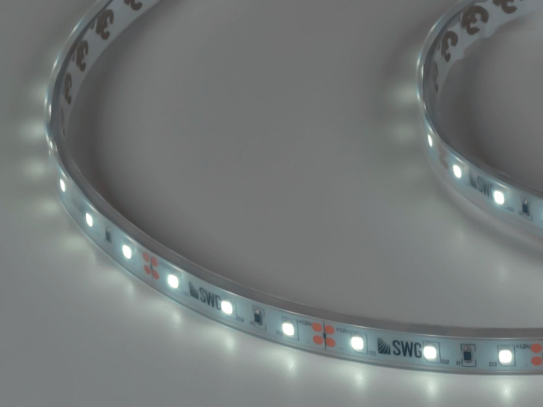 Жарықдиодты таспа 2835, 60 LED/м, 4,8 Вт/м, 12В, IP66, 3M, Түсі: Суық ақ, SWG260-12-4.8-W-66-M