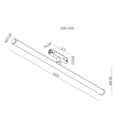 Күңгірт түтікше шам, SY-LINK сериясы, Қара, 15Вт, IP20, Жылы ақ (3000К), SY-LINK-GL600-BL-15-WW