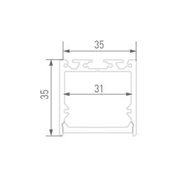 Чертёж сечения профиля 35×35 и ширина 31