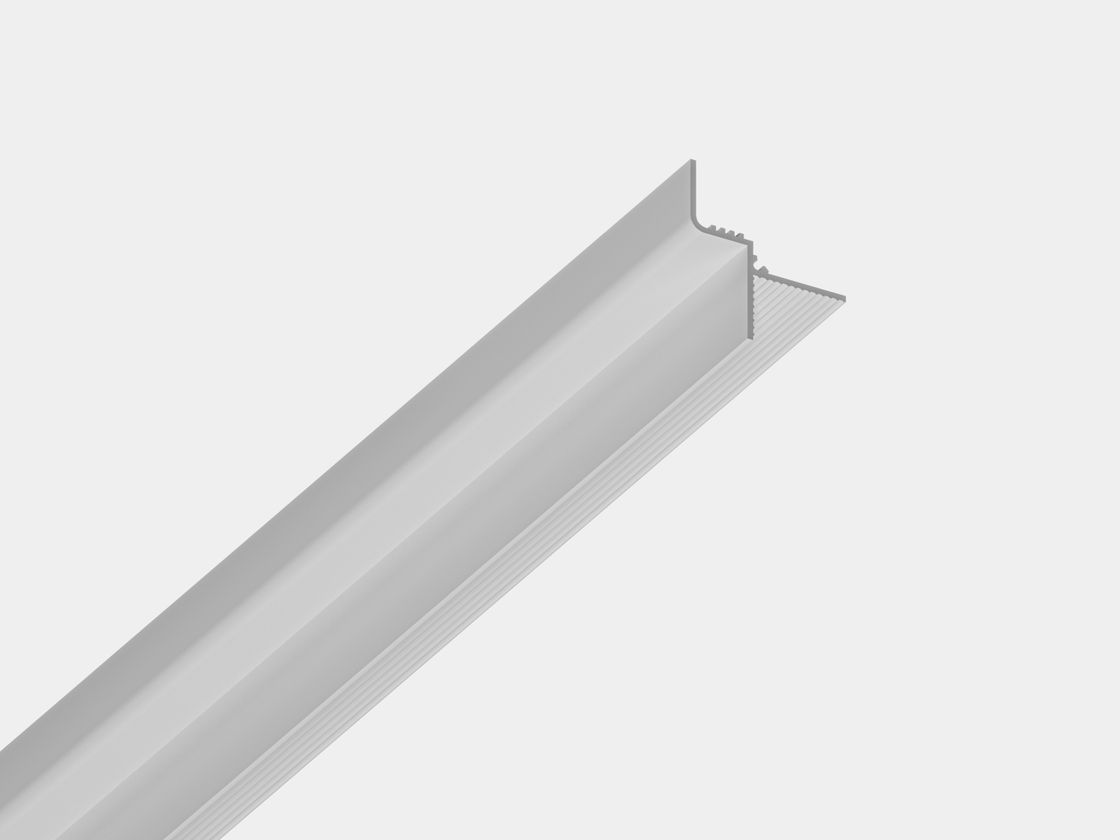 Ақ түсті алюминийден жасалған көлеңкелі профиль, қиғаш ракурс