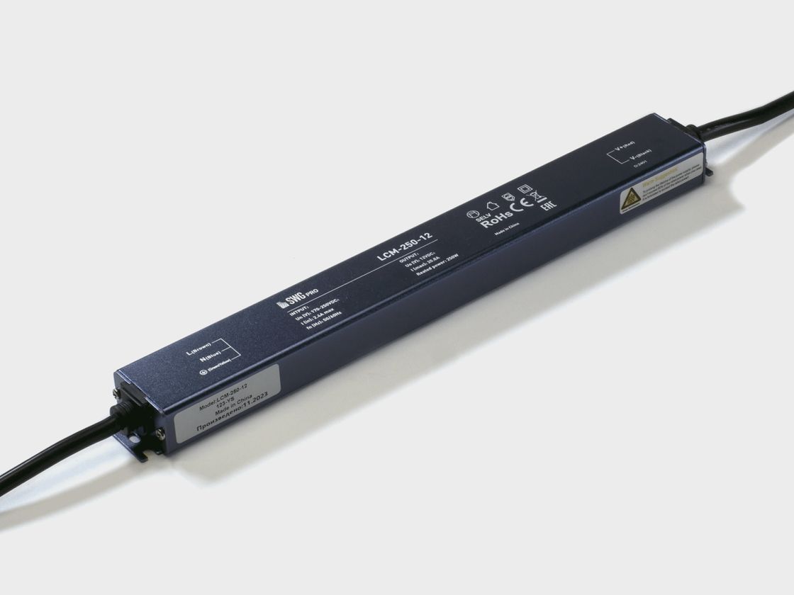 LCM-250-12 аса жұқа герметикалық қорек көзі, қара корпус