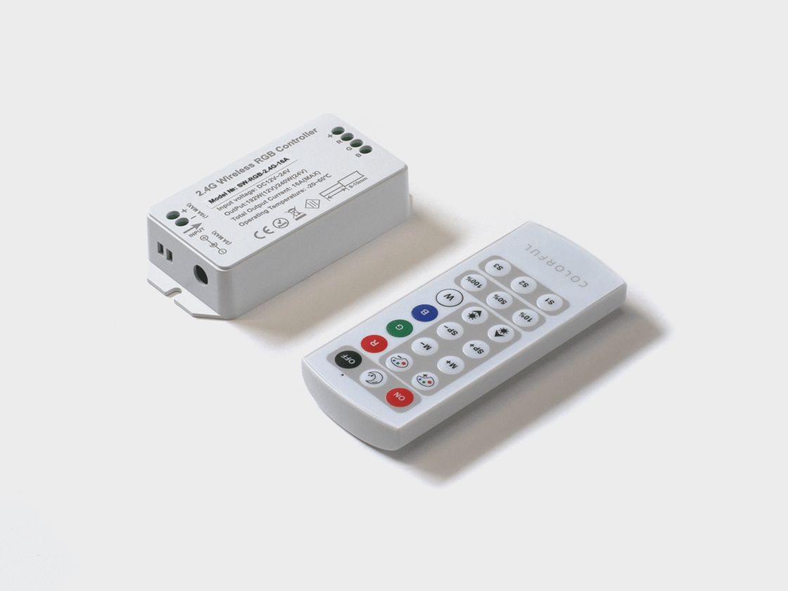 Контроллер RGB, 2.4G с пультом, 21 кноп., DC12/24V, <16A(MAX), SW-RGB-2.4G-16A