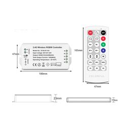 Контроллер RGB, 2.4G с пультом, 21 кноп., DC12/24V, <16A(MAX), SW-RGB-2.4G-16A