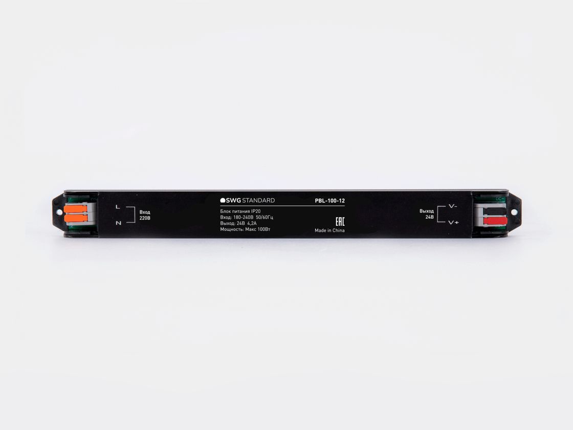 Блок питания SWG PBL-100-12, клеммы входа и выхода