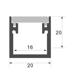 20×20 мм профиль қимасының сызбасы, ойық 16 мм