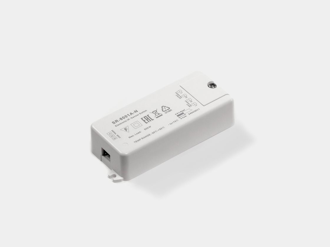 SR-8001A-N ИҚ-қосқышы: корпус пен таңбалау, үстінен көрініс