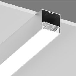 Орнатылған LED таспасы бар профиль, жарық диффузорына қараған көрініс
