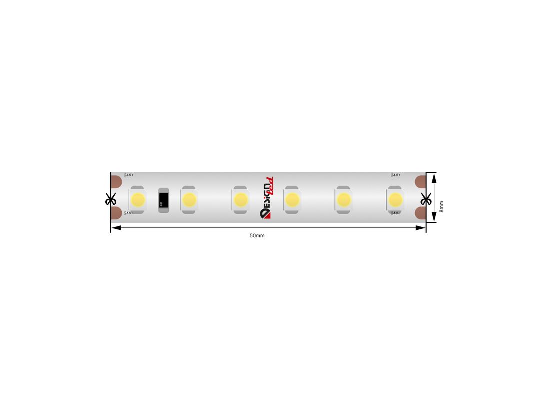 24V+ таңбаланған SMD 3528 LED таспасының сегменті