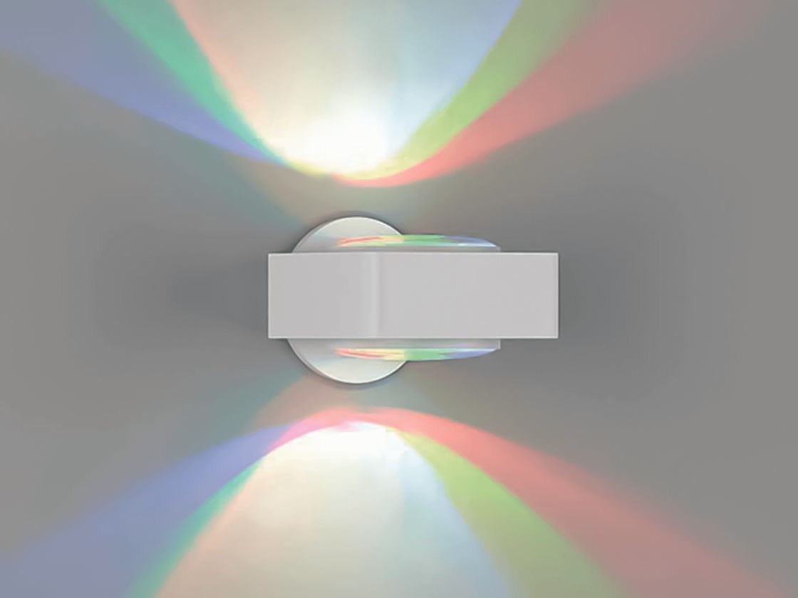 GW қабырға шамы, ақ корпус, RGB жарық эффектісі