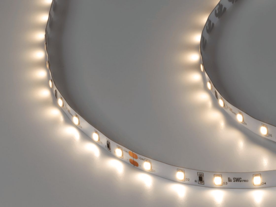 SWG PRO 2835 жарықдиодты таспа, 60 LED/м, 4,8 Вт/м, 24В, IP20, Түсі: Бейтарап ақ, SWG2P60-24-4.8-NW