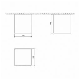 Схема размеров накладного светильника 100×100×110 мм
