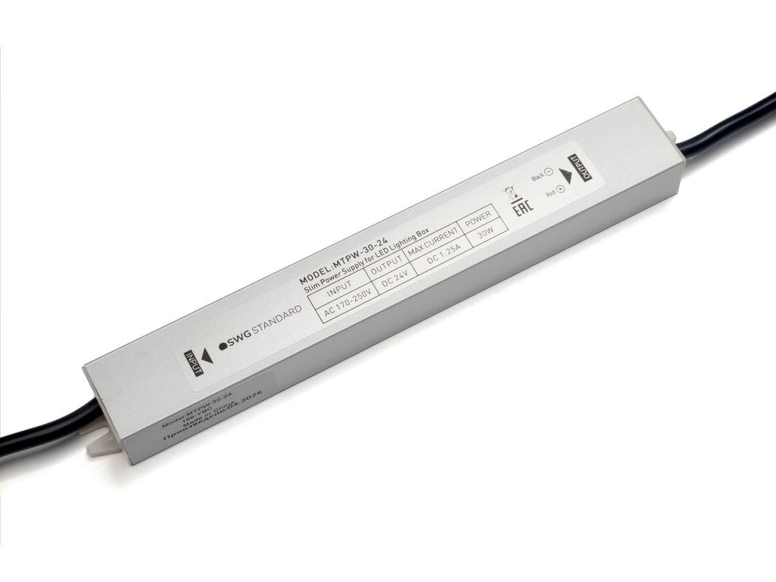 TPW LED таспаларына арналған қорек көзі, 30 W, ылғалдан қорғалған, 24 V, MTPW-30-24