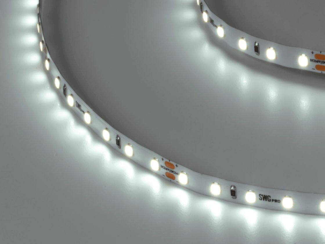 SWG PRO 2835 жарықдиодты таспа, 84 LED/м, 8,6 Вт/м, 24В, IP20, Түсі: Суық ақ, SWG2P84-24-8.6-W
