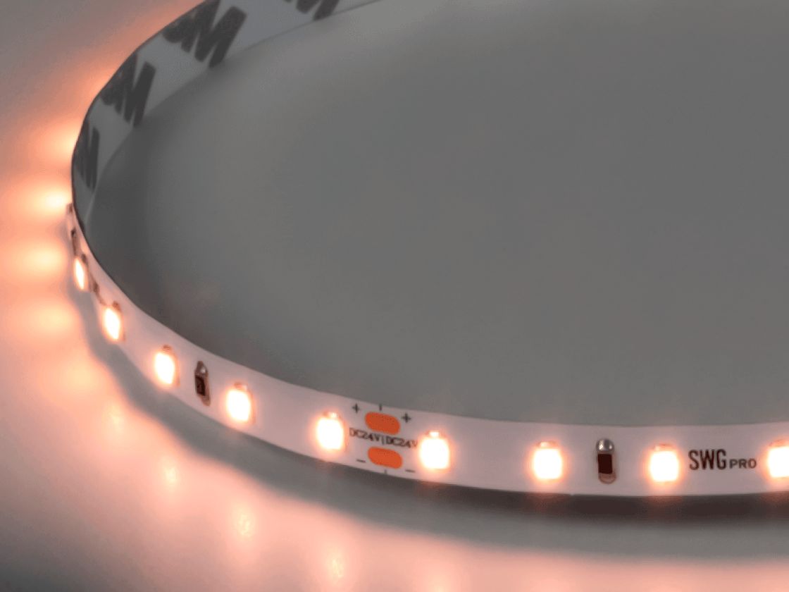 SWG PRO 2835 жарықдиодты таспа, 84 LED/м, 8,6 Вт/м, 24В, IP20, Түсі: жылы ақ, SWG2P84-24-8.6-WW