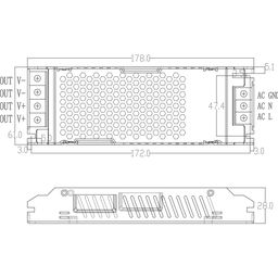 LUX LED таспаға арналған қорек көзі, ықшам, 12В, 200Вт, IP20, T-200-12-LUX