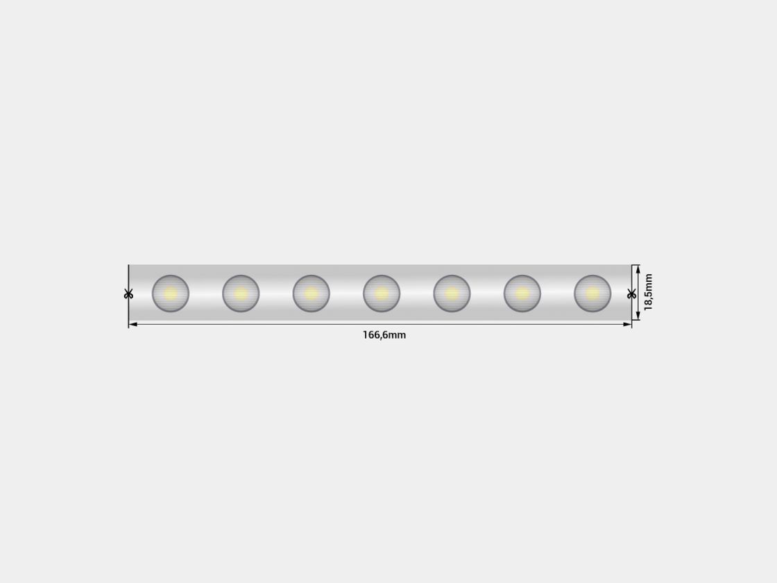 Кесу қадамы 166,6 мм болатын LED таспаның схемасы